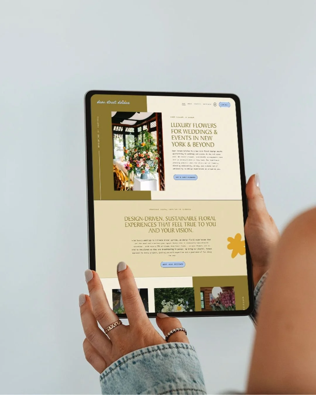 Dean Street Daisies - Unearth Squarespace Template Full Template Restyle Showcase on Ipad