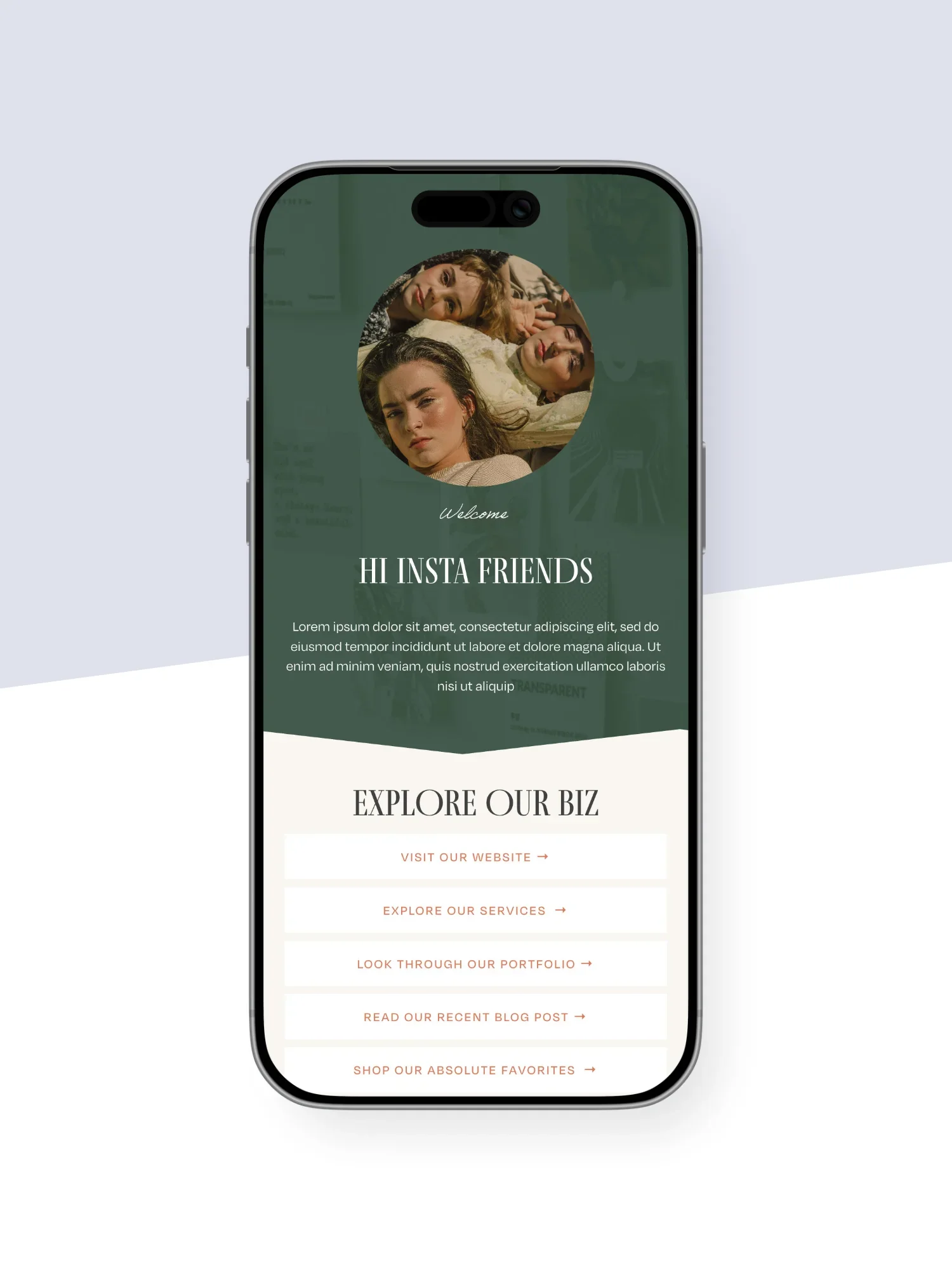 Verano Instagram Links Page Template