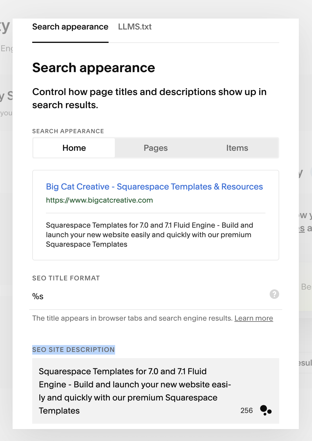 Adding a SEO Site Description to your Squarespace site
