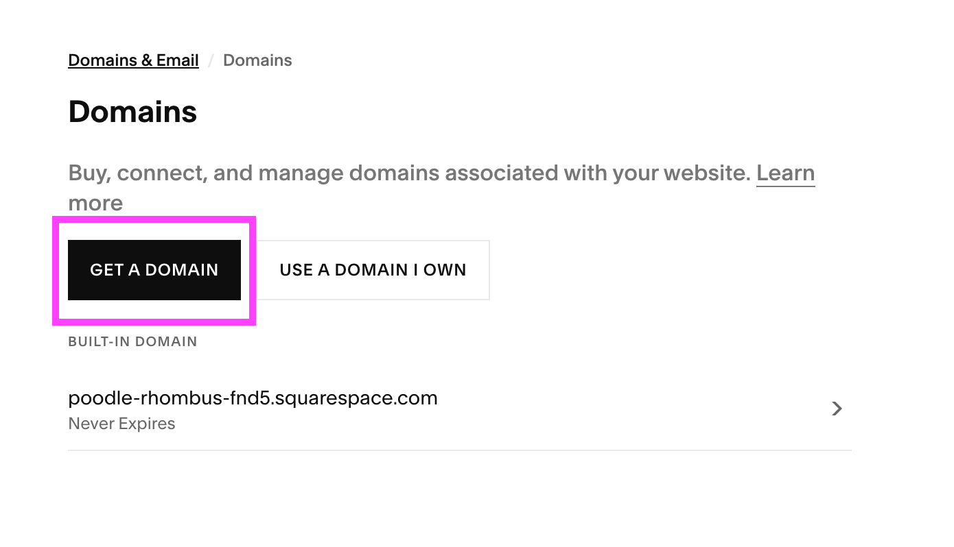 get a domain with Squarespace