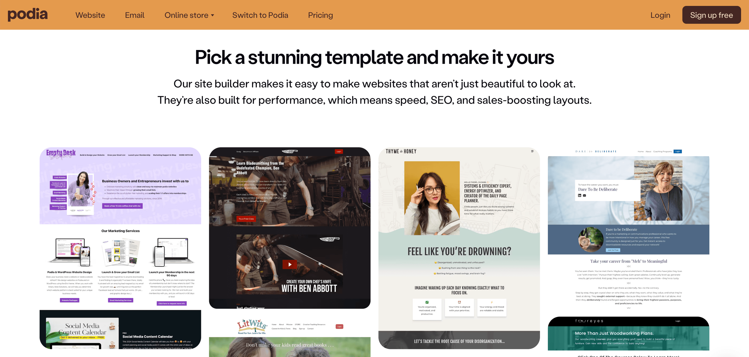 Podia website templates