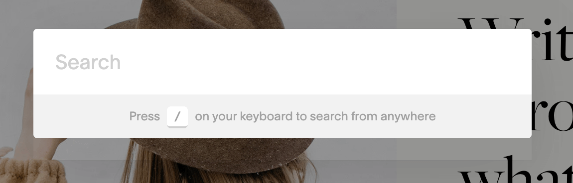 settings search bar in squarespace