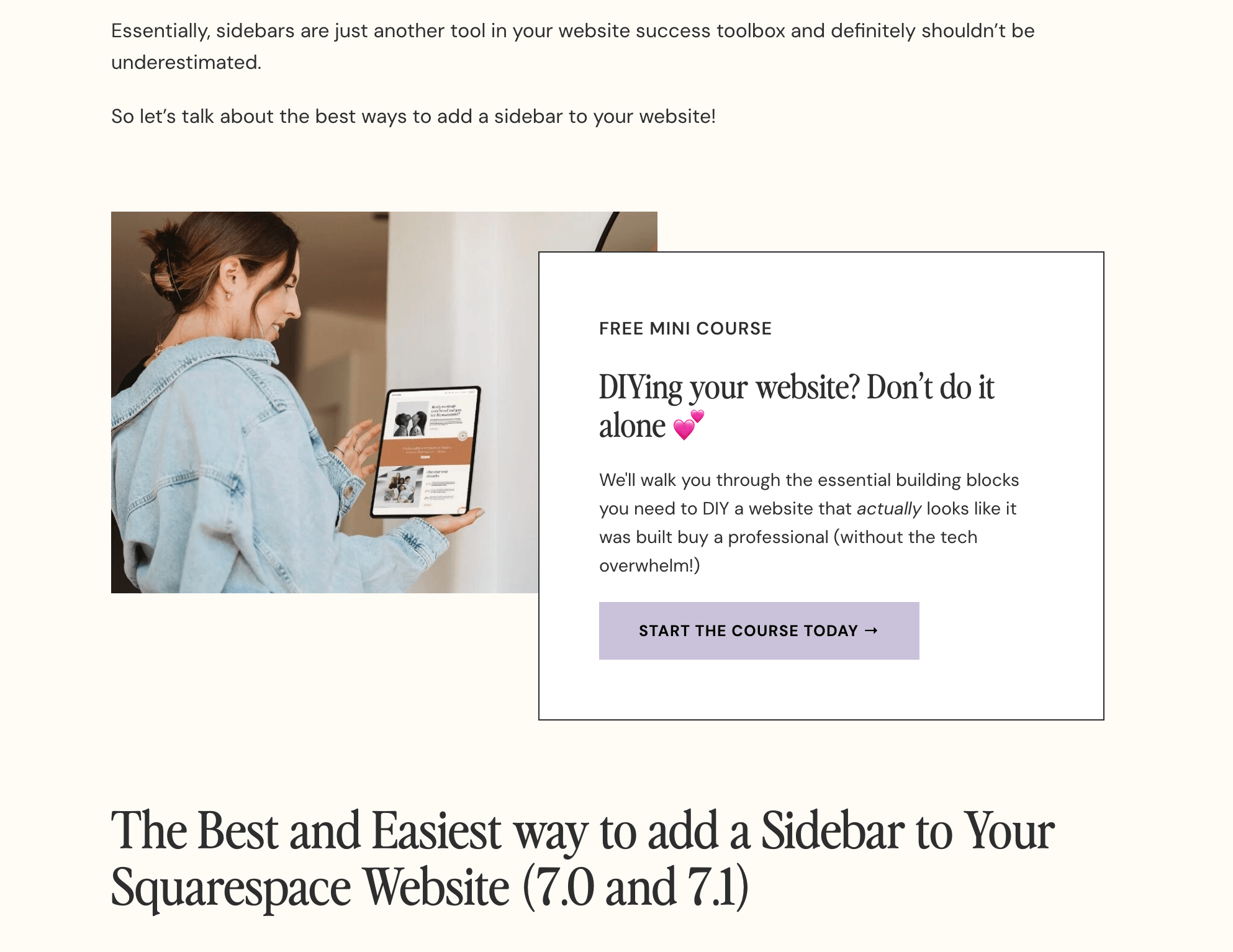 blog promo on Squarespace