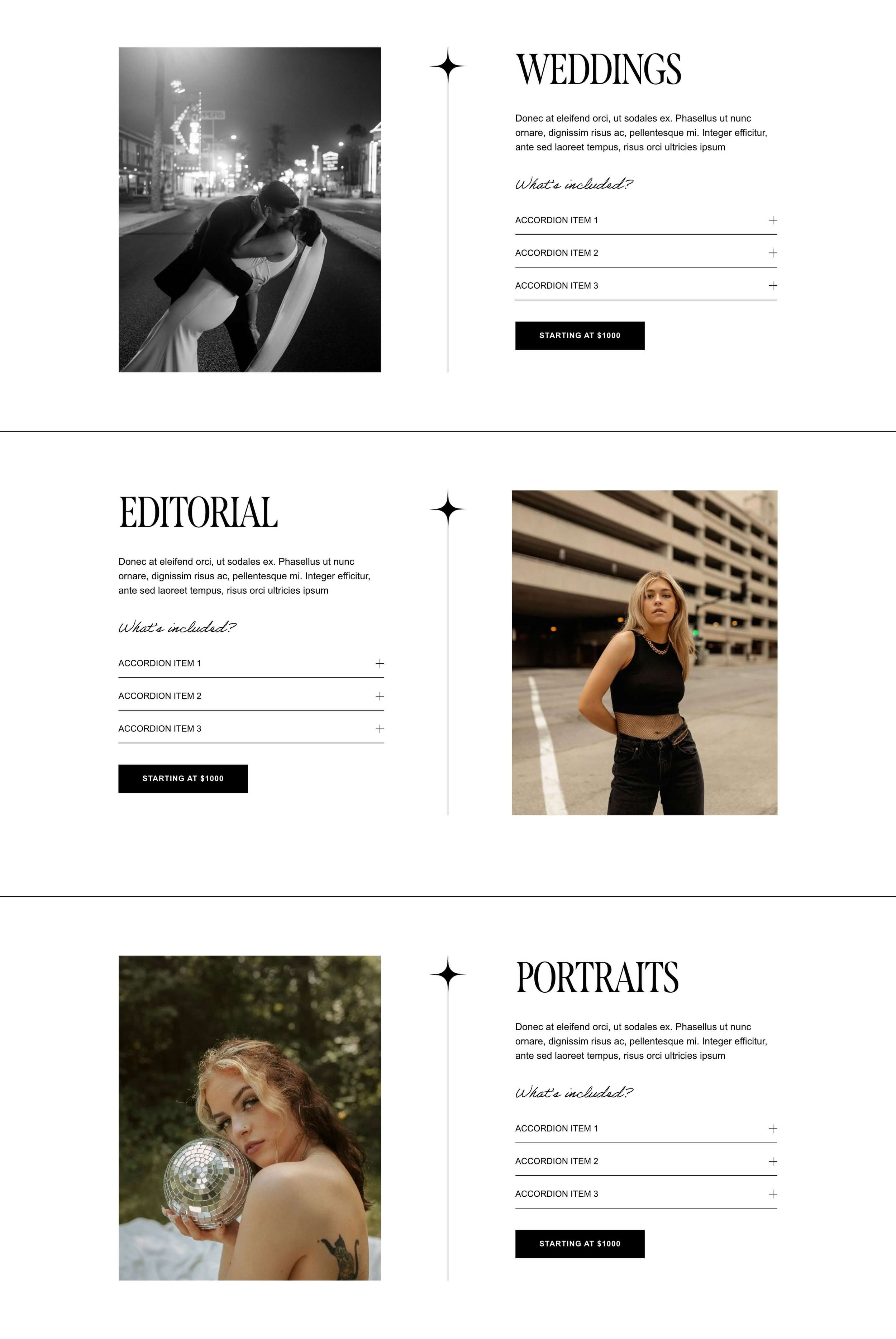 5 Must-Haves for a High-Converting Photography Website - Pricing section in the Nyx Squarespace Template