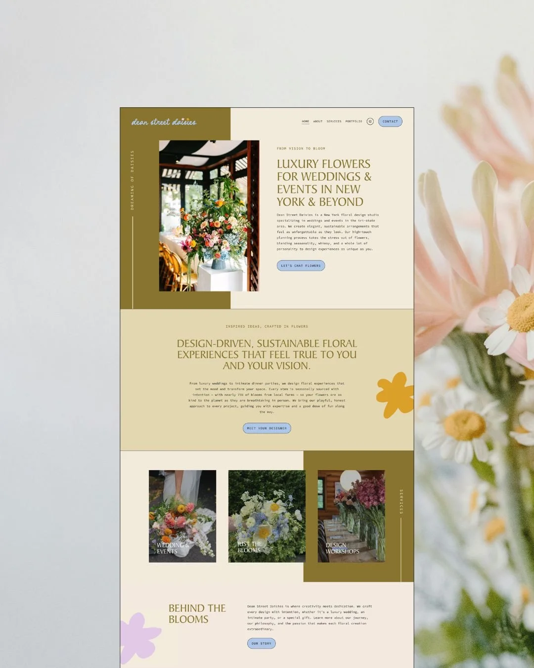 Dean Street Daisies - Unearth Squarespace Template Full Template Restyle Showcase