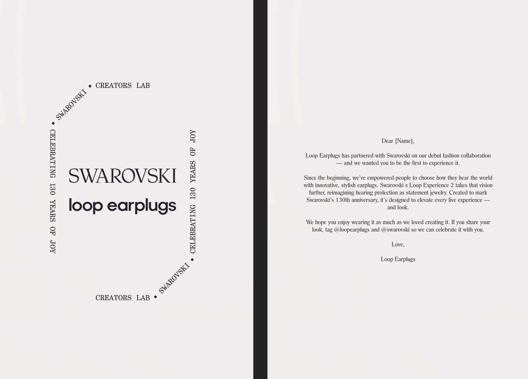 Swarovski x Loop seeding box note