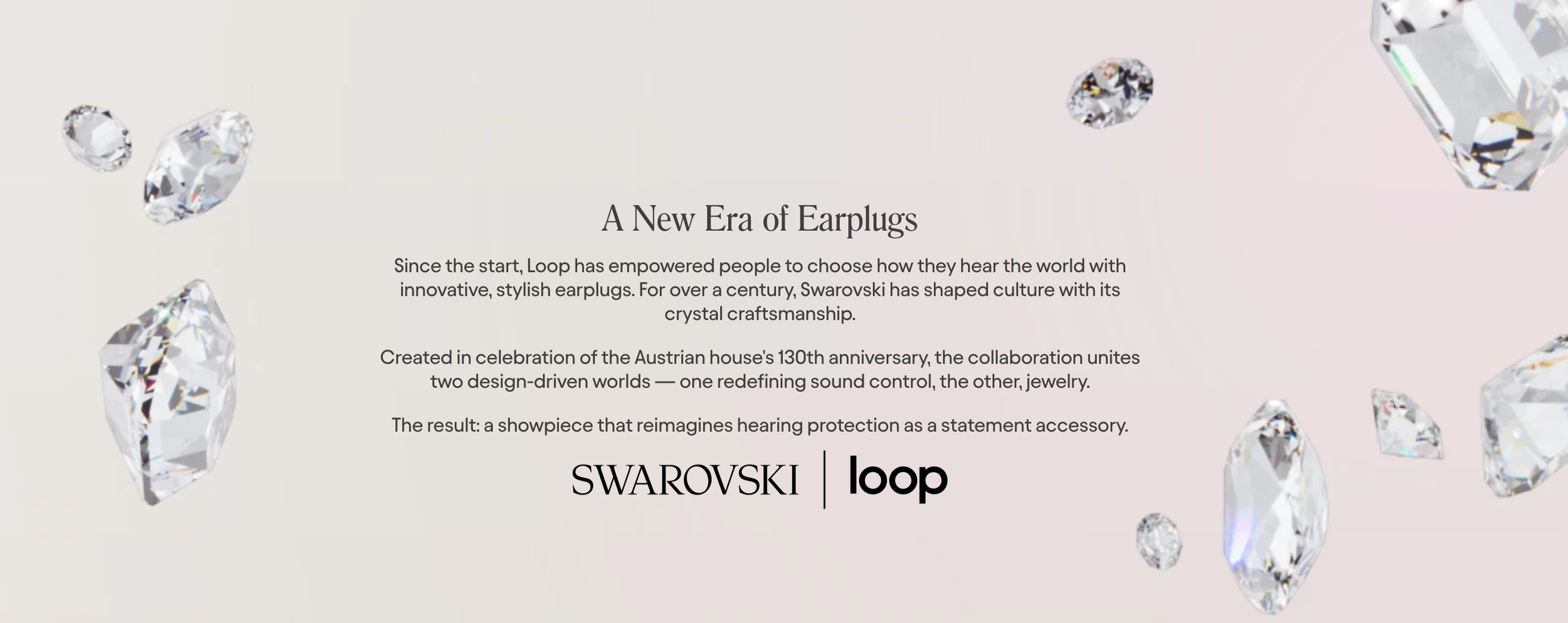 Excerpt from Swarovski x Loop web landing page