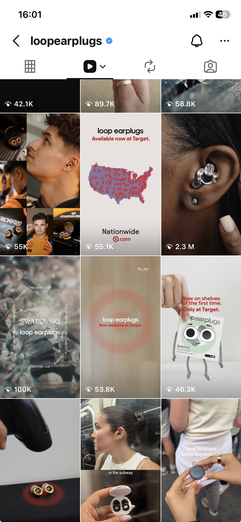 Swarovski x Loop organic social post with reach of 2.3M