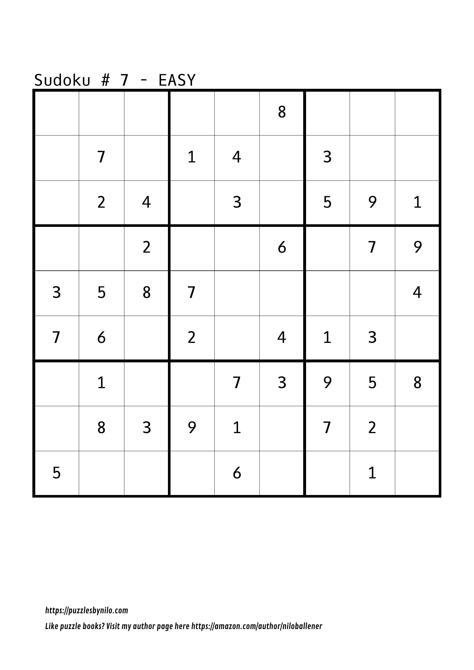 Easy Sudoku Puzzles - Free Printable