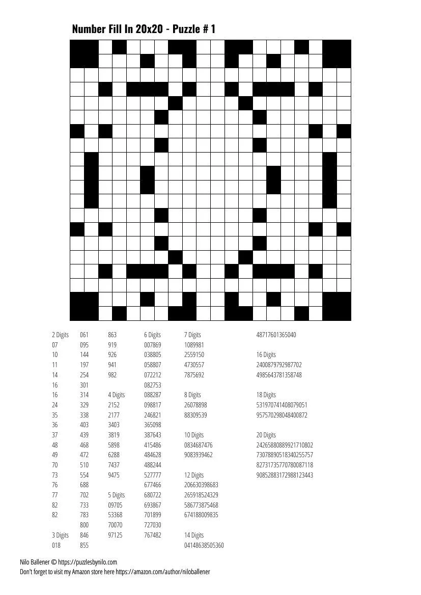 100 Number Fill In Puzzles Volume 4 - PRINTABLE DOWNLOADABLE — Puzzles By  Nilo
