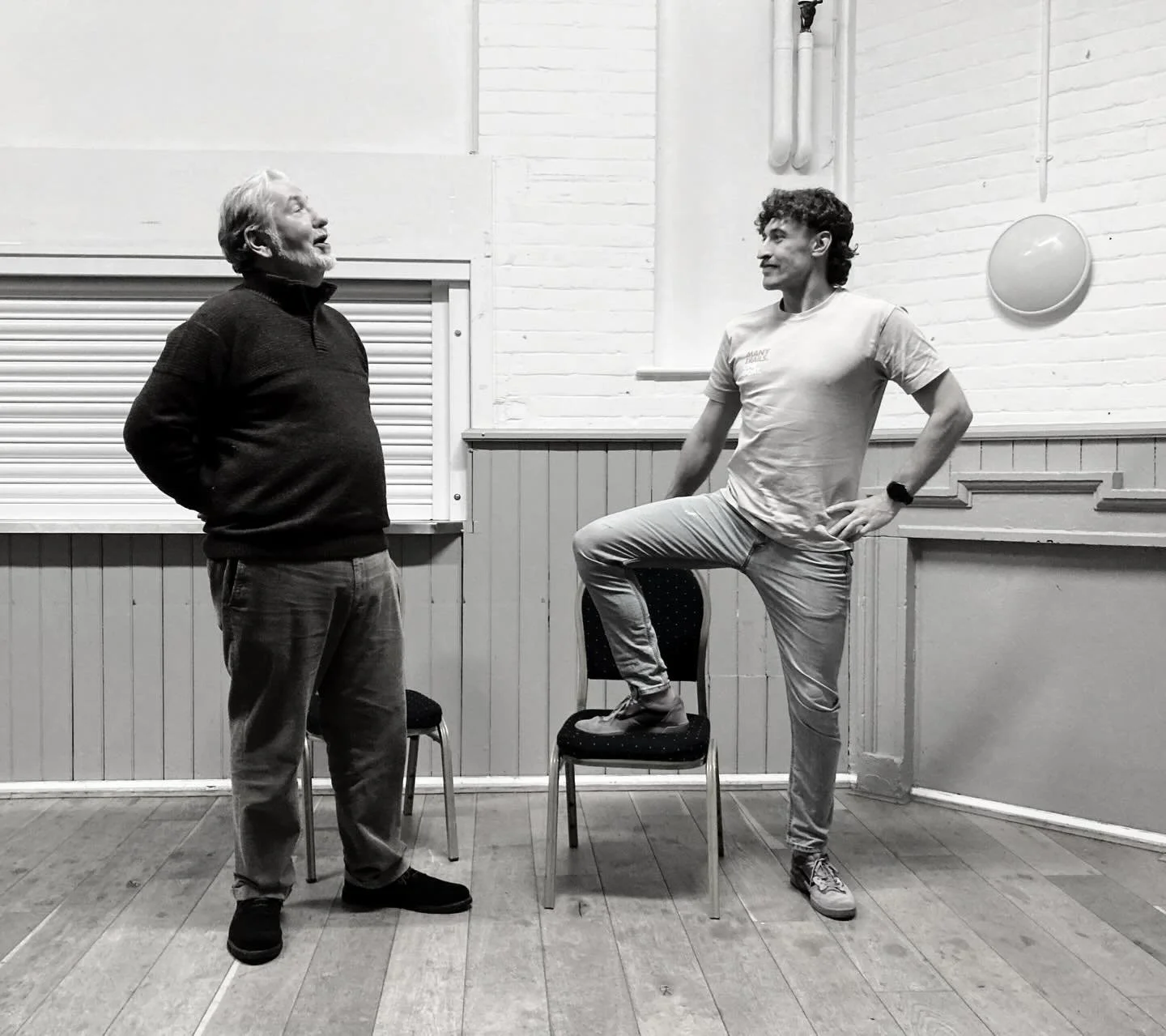 @lightmancer and @stubeargasm in their three act play about amorous courtiers, medieval battles and an inadequate arsenal of fish. We were practising reincorporation last night at Drop In and the results were hilarious. Props also to Lucy for coming 