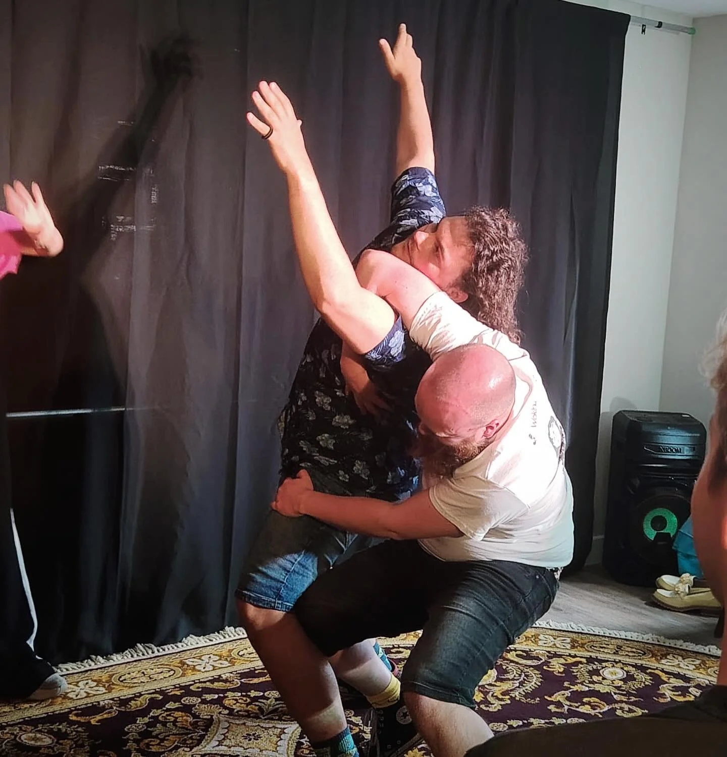 The first official picture of WIT at the Princess. Here are @winchorama and @tom.nom.wit in the slow motion, hoovering Olympics, expertly commentated by @jmalcolmnaulls and Nathalie H!