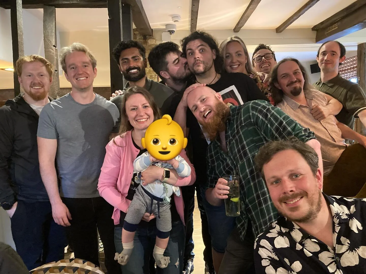 Friends who improv together, birthday together. Happy birthday 🥳 T!! Xx you can&rsquo;t really see it but our youngest member is wearing his WIT onesie!