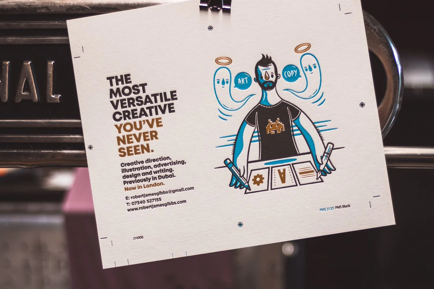 Letterpress and hot foil promotional card.