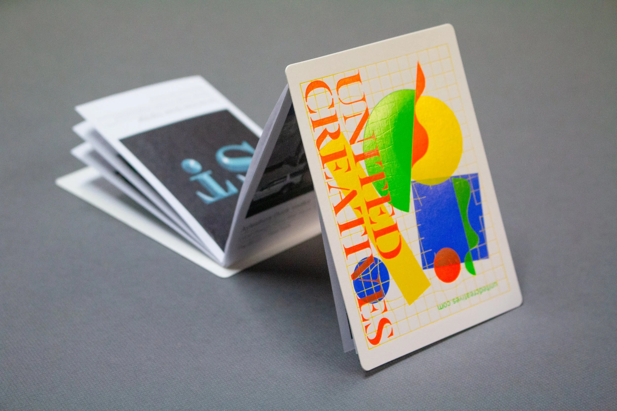 Hot foil printed promotional fold out mailer.