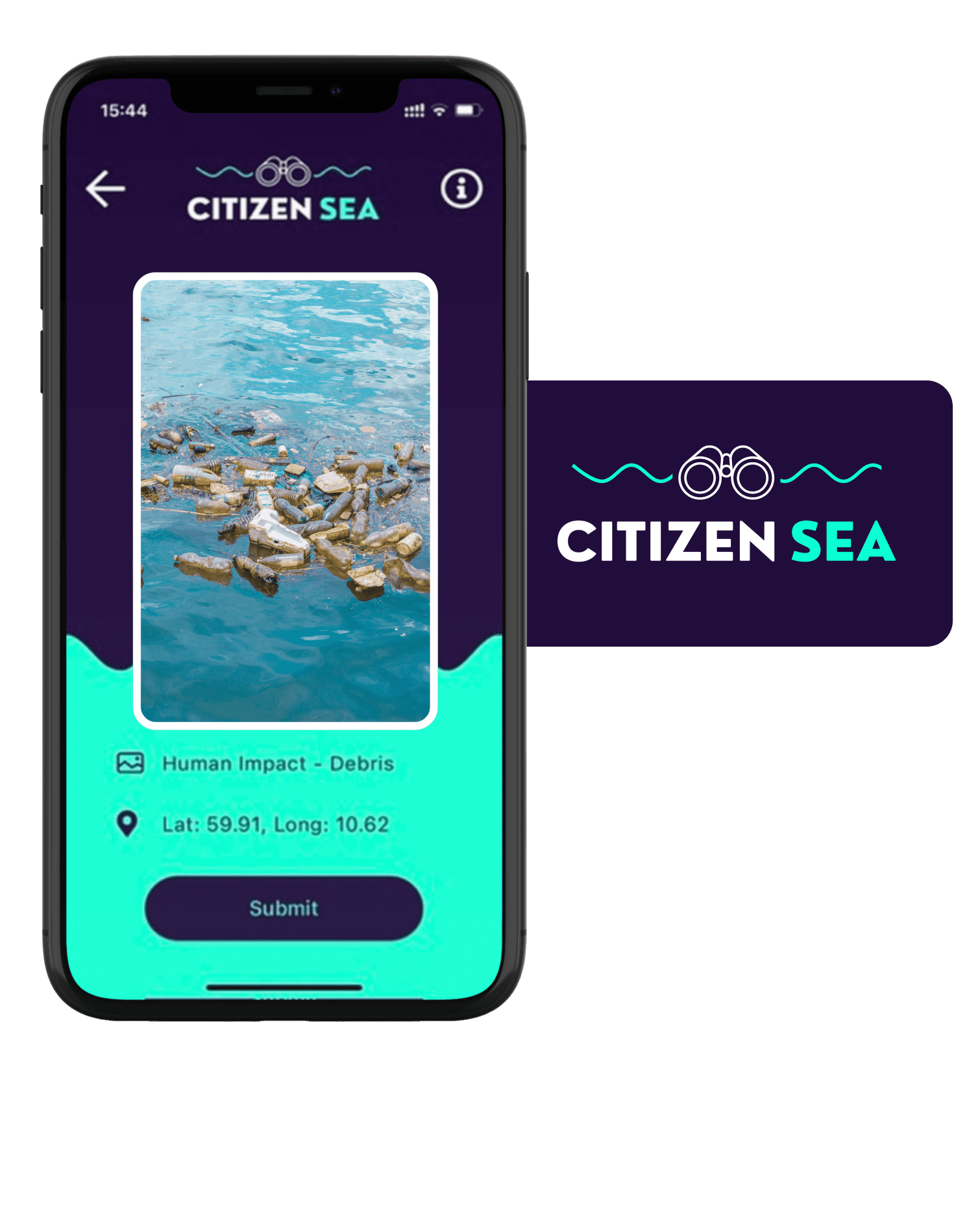 User experience and logo design for Citizen Sea, an app for sailors to report things they encounter while at sea
