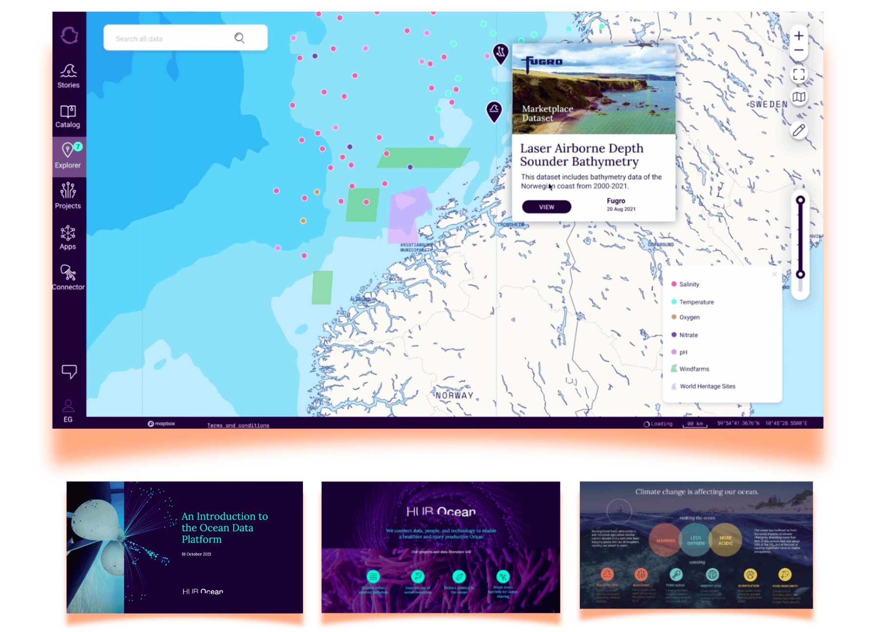 PRODUCT DESIGN FOR HUB OCEAN : Design, brand, and deployment of the Ocean Data Platform //

Led all design for the platform : UX flows, visual identity, and data exploration tools, alongside design-thinking workshops with UNESCO and the UN Ocean Deca