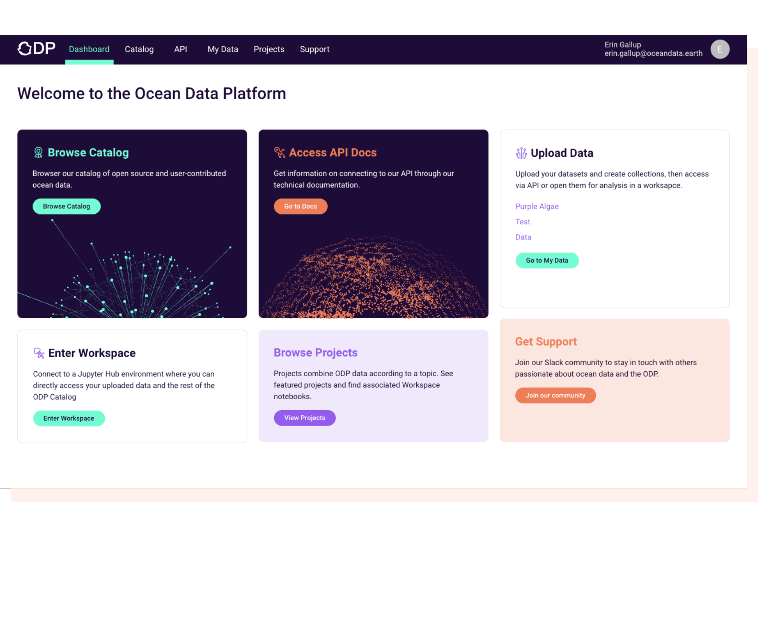 Web-based application user experience and branding design for the Ocean Data Platform, an open source aggregator of ocean data