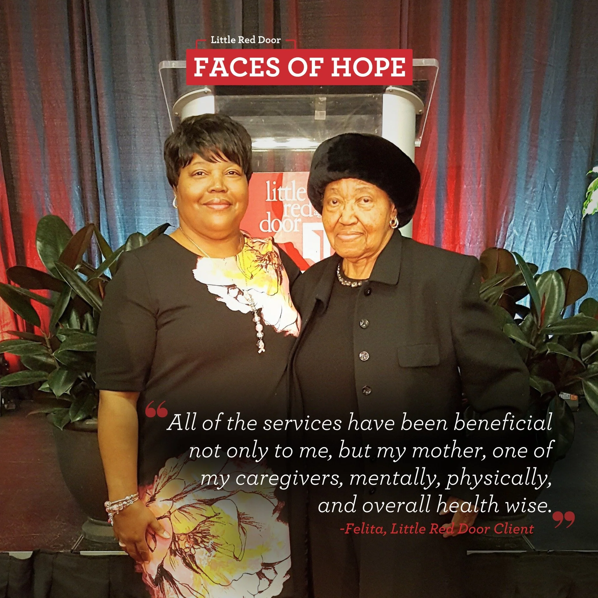 Little Red Door Cancer Agency has the honor of serving Hoosiers of all ages and all cancer diagnoses. As we lead up to our 18th Annual Face of Hope Breakfast, we will be sharing more of our clients' stories.

Meet Felita! Felita is a breast cancer su