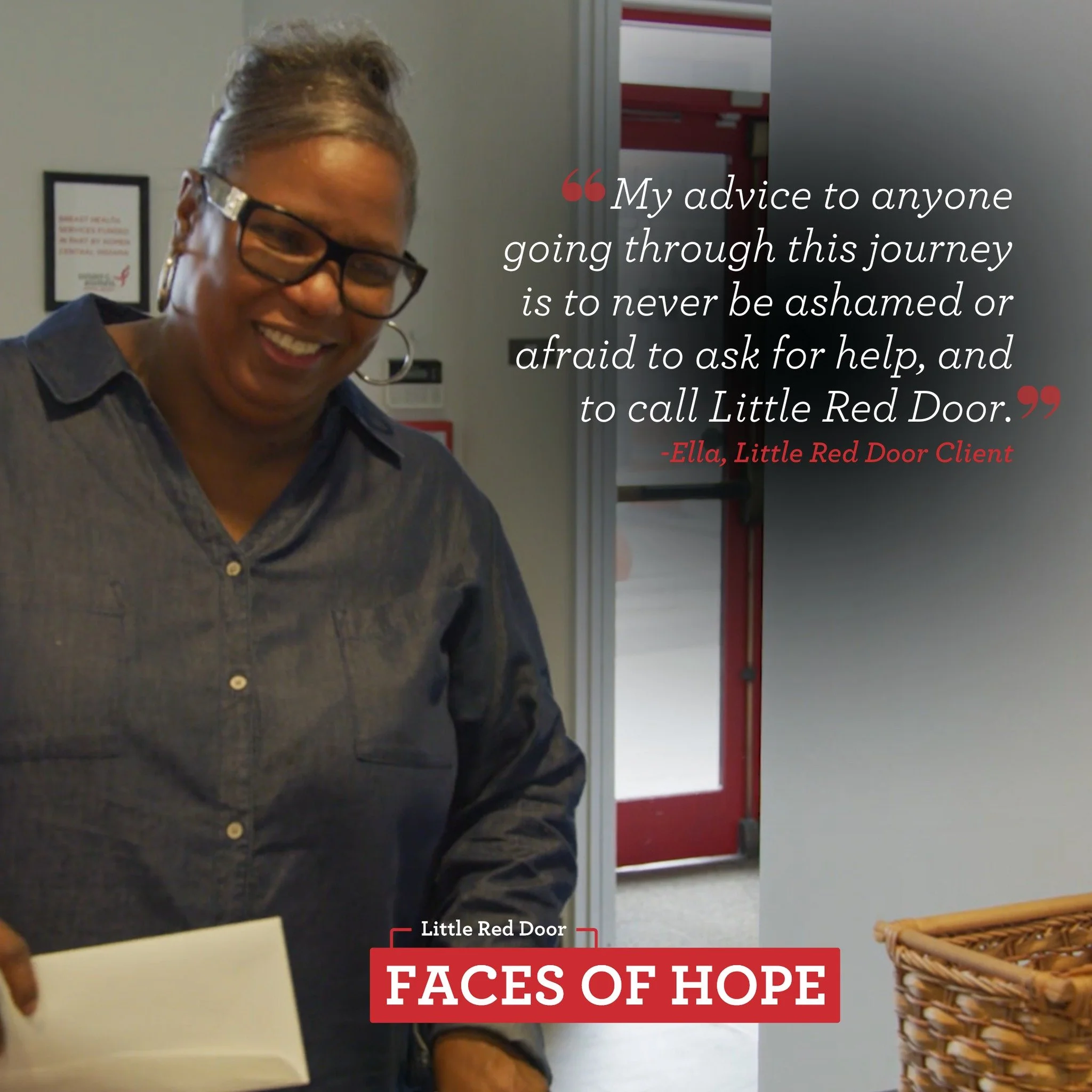 Little Red Door Cancer Agency has the honor of serving Hoosiers of all ages and all cancer diagnoses. As we lead up to our 18th Annual Face of Hope Breakfast, we will be sharing more of our clients' stories.

Meet Ella! Ella is a breast cancer surviv