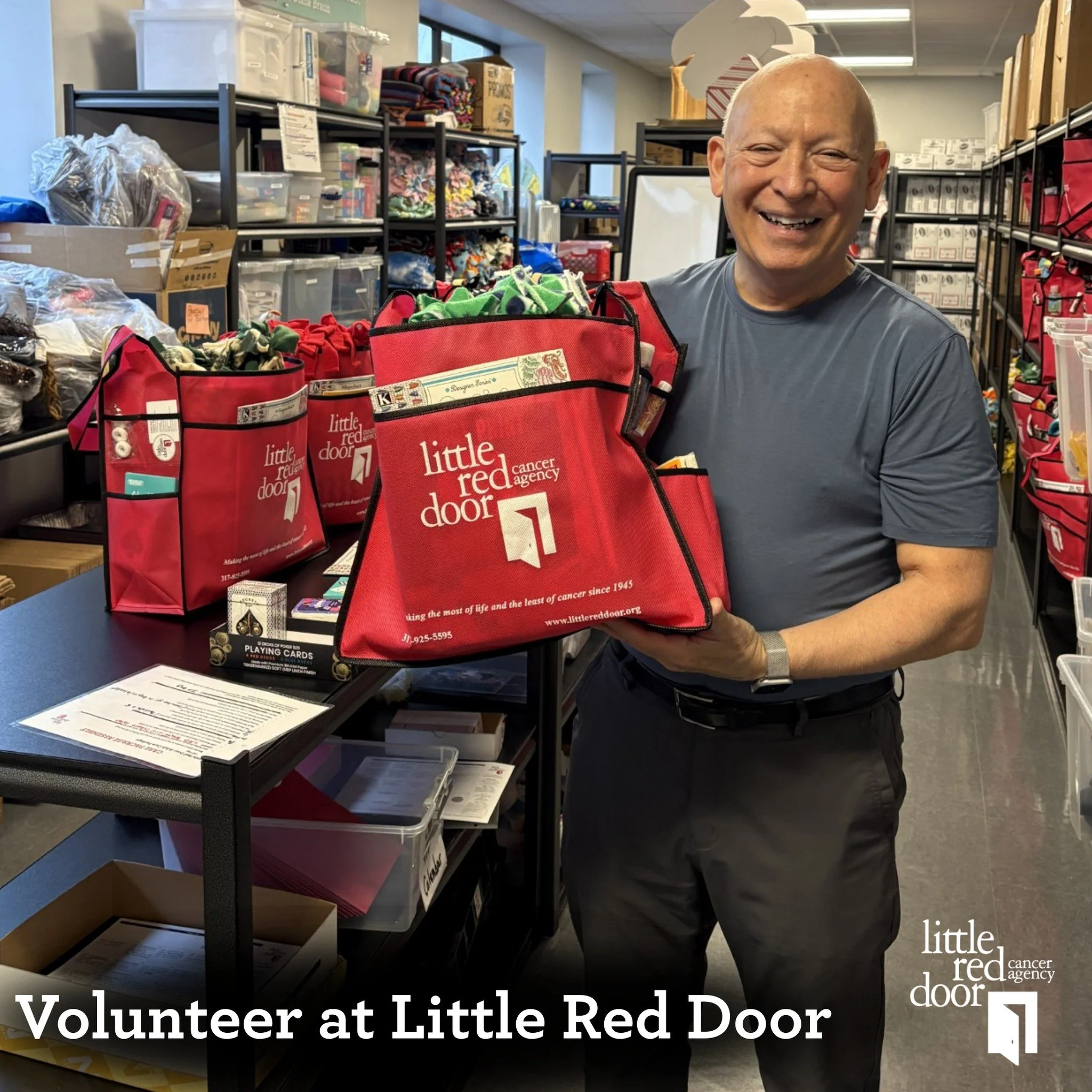 Volunteer spotlight!

Board member, Chuck Mulry, helped make care packages for newly diagnosed cancer patients in Indiana. By spending time at Little Red Door, he was able to help us make the most of life and the least of cancer. Thank you Chuck!

Ar