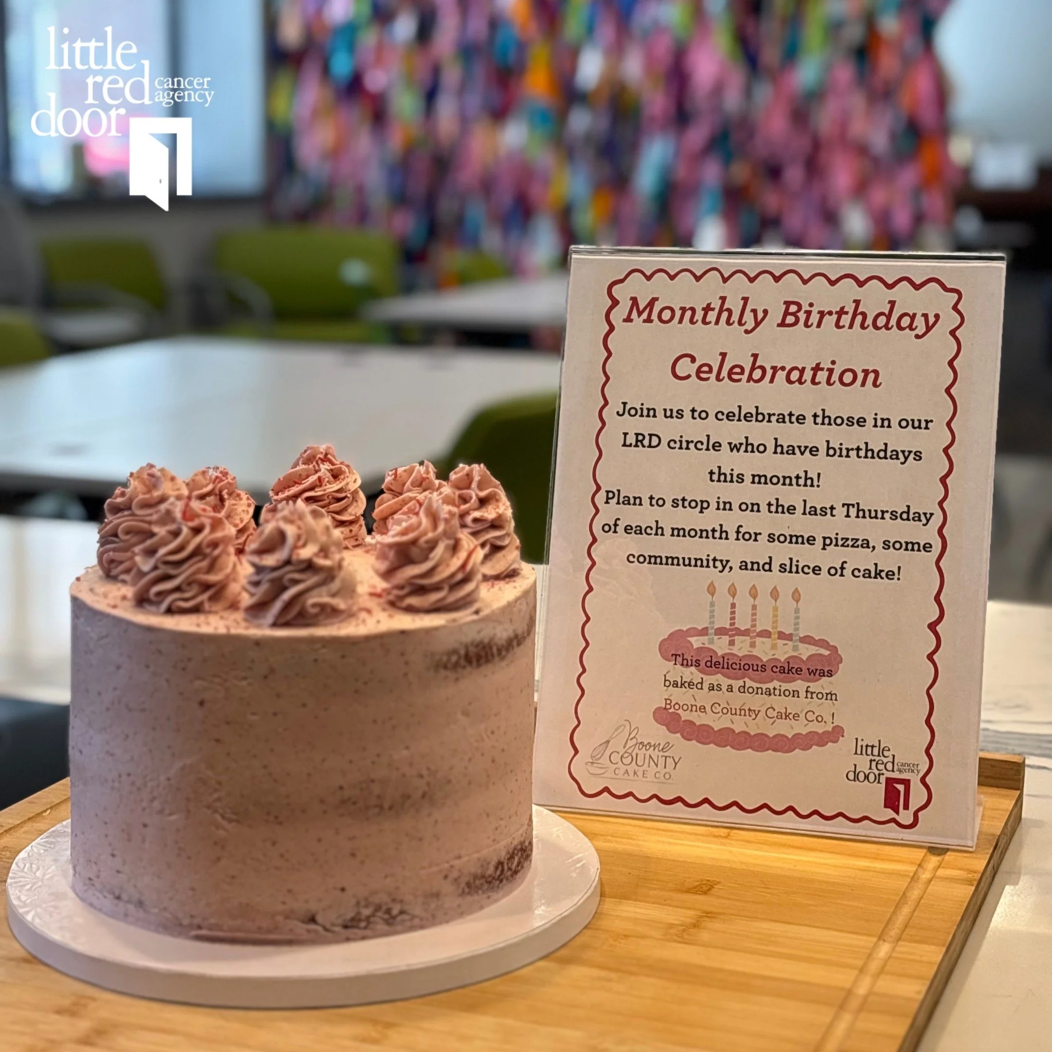 April birthday celebration!

We had such a fun time celebrating two April birthdays with this delicious strawberry cake!🍰 A special thank you to @boonecountycake  for sponsoring and providing such a beautiful cake for our clients!