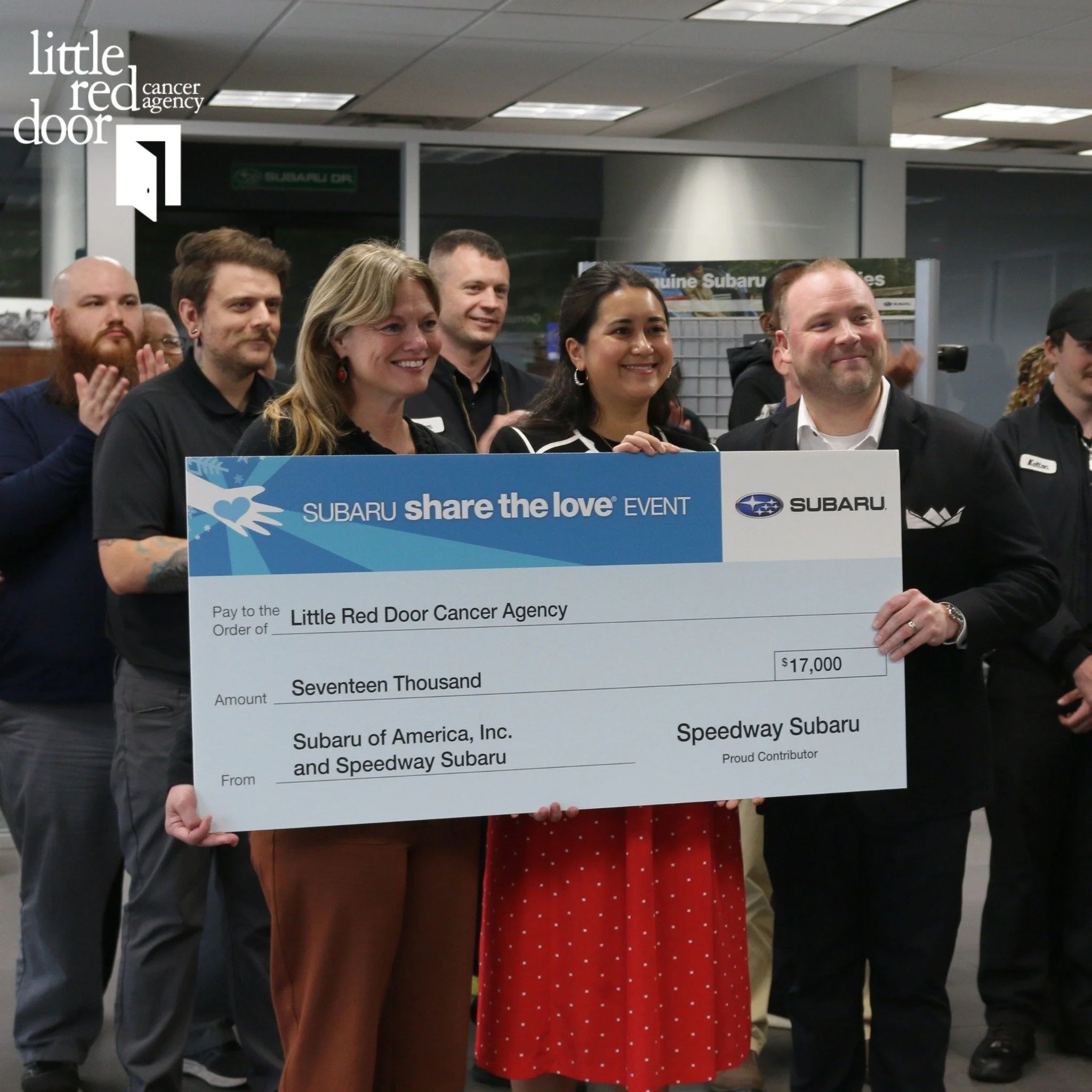 Thank you, Speedway Automotive (@speedwaysubaruvw), for making the most of life and the least of cancer for Hoosiers in our community!

This past holiday season, Little Red Door was chosen as a hometown charity for Subaru's Share the Love event by Sp