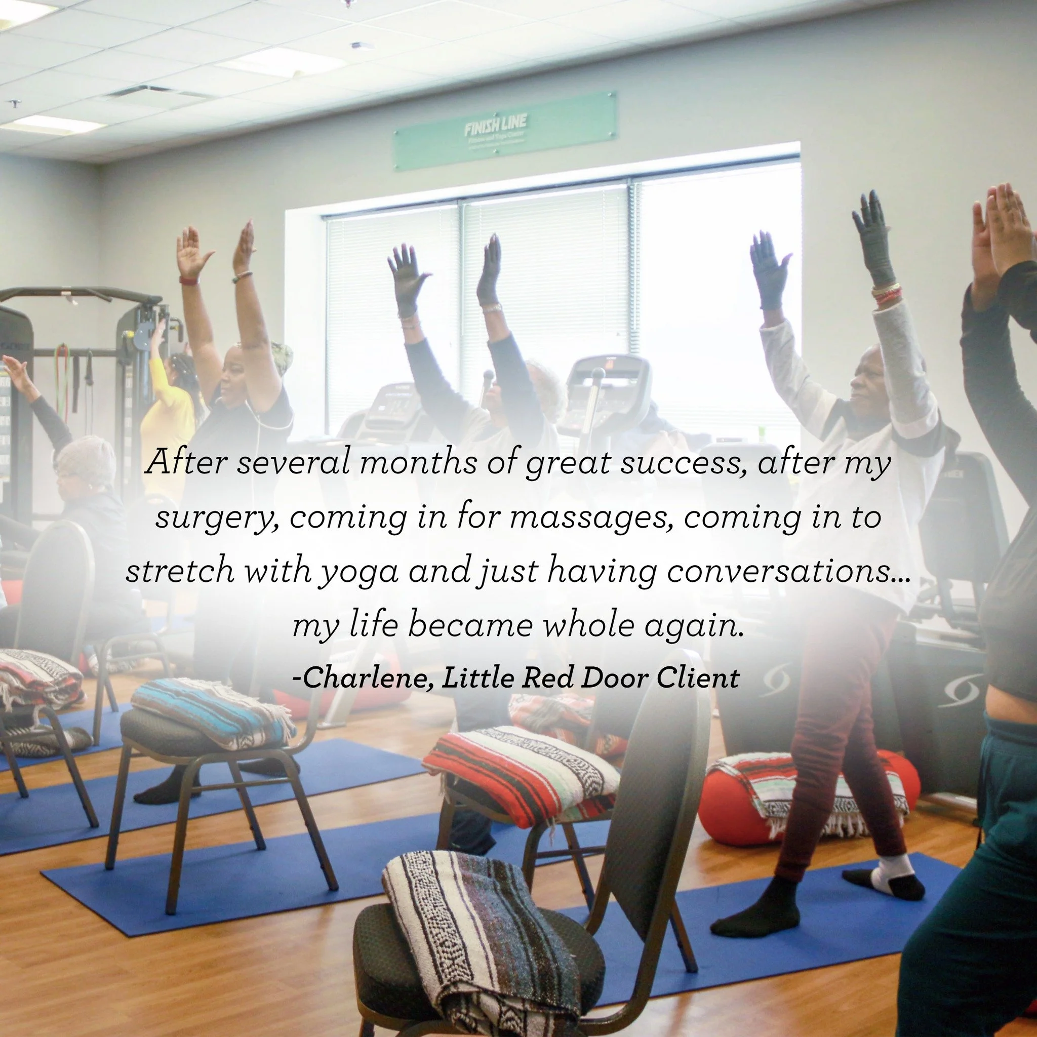 Mission Moment Monday🌟

At Little Red Door you can join a community of people who understand what you're going through. From yoga to massages to even just a conversation, we are here for you. If you or someone you know may benefit from our services 