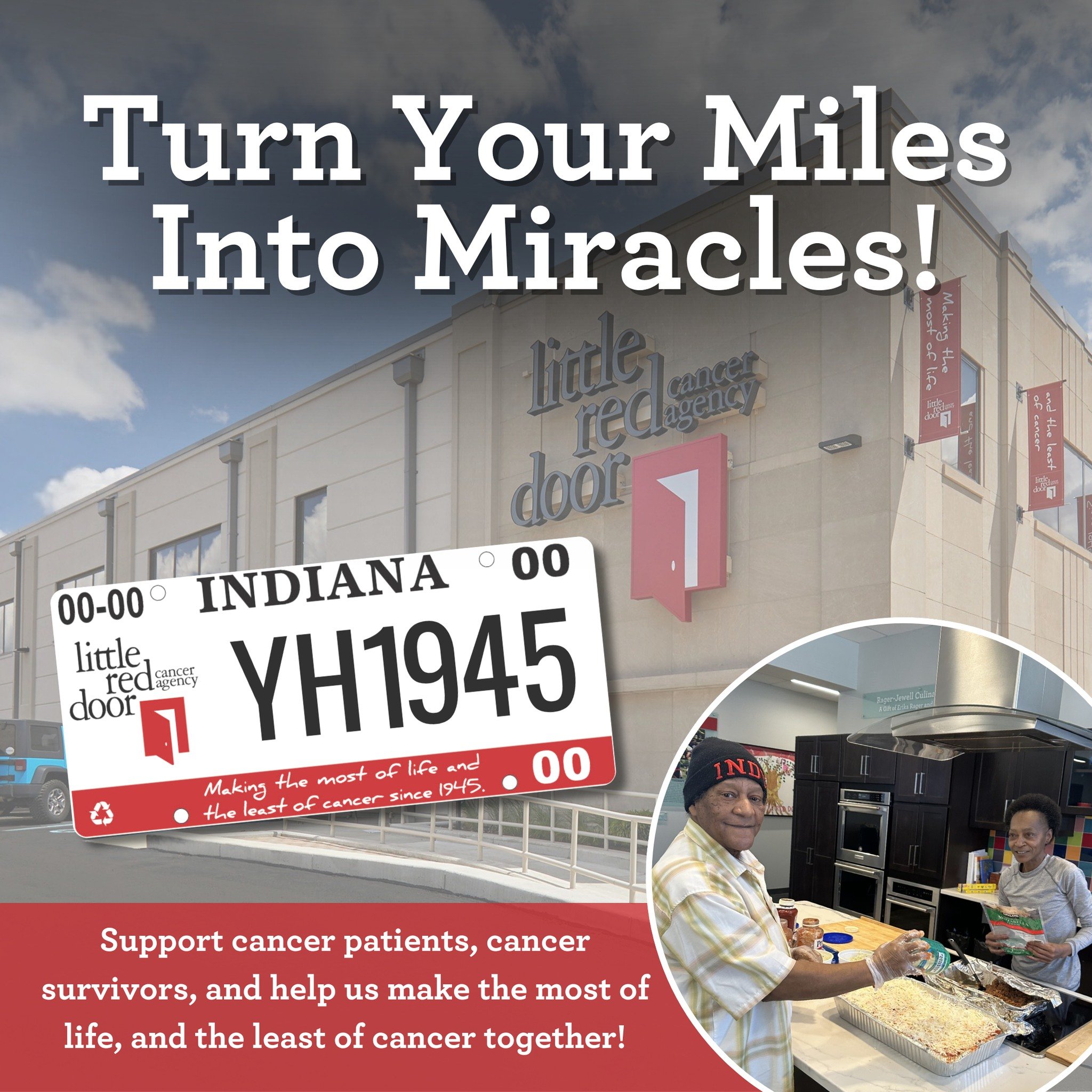 Have you turned your miles into miracles?

Don't forget to get your Little Red Door License Plate the next time you're at the BMV, to help support cancer patients and cancer survivors! $25 from every plate sold will come directly back to Little Red D