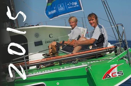 Maxime à bord de son bateau avec Sam Manuard