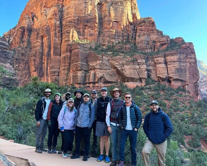 A group of people on a zion hiking tour
