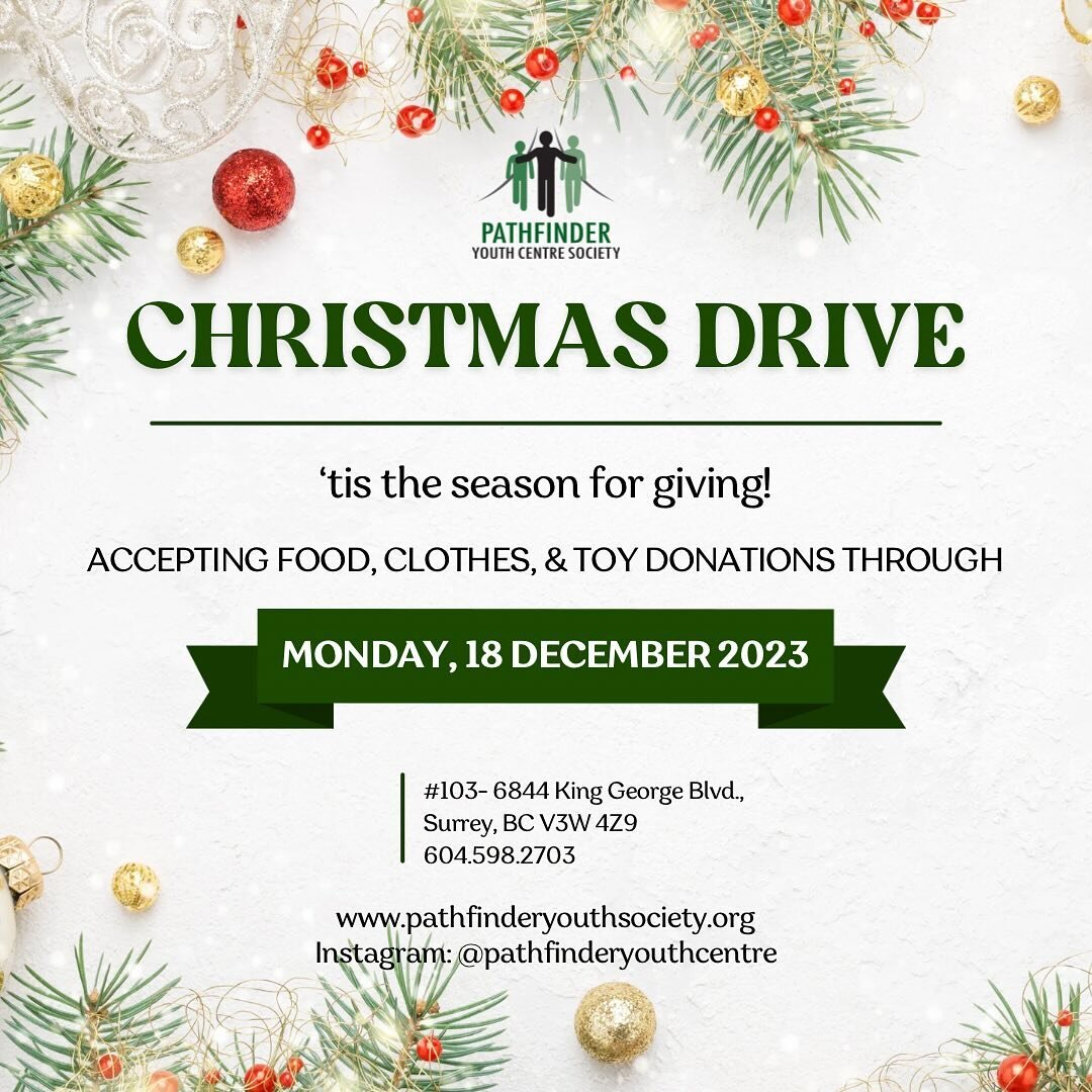 'TIS THE SEASON FOR GIVING 🎁 🎄 

Join our Christmas Drive and make a difference by donating clothes, food and toys. Drop off your heartfelt contributions at #103-6844 King George Blvd., Surrey.

Let's cone together and share the spirit of giving un