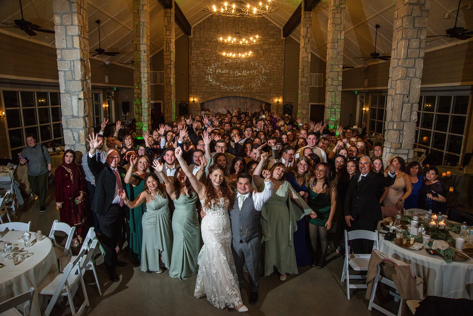 Family and friends gathering at a weekend wedding venue