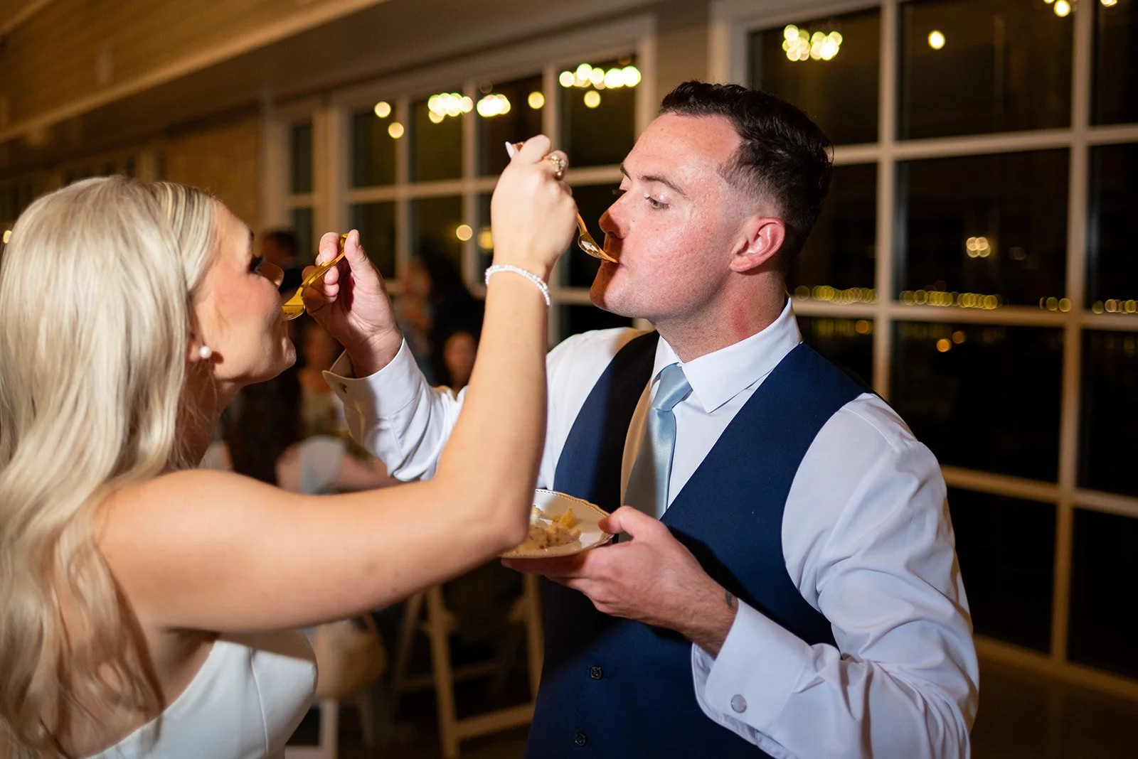 Cameron and Makenzie enjoying a wedding cake tasting as they prepare for their celebration.