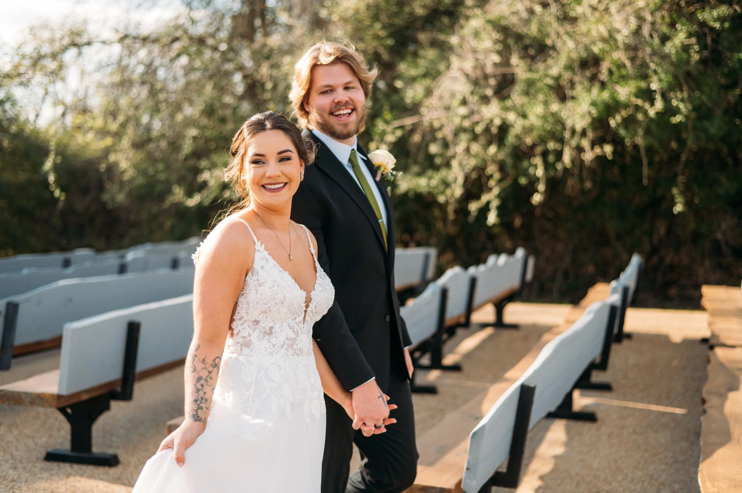 Romantic gazebo ceremony setting at a College Station wedding venue