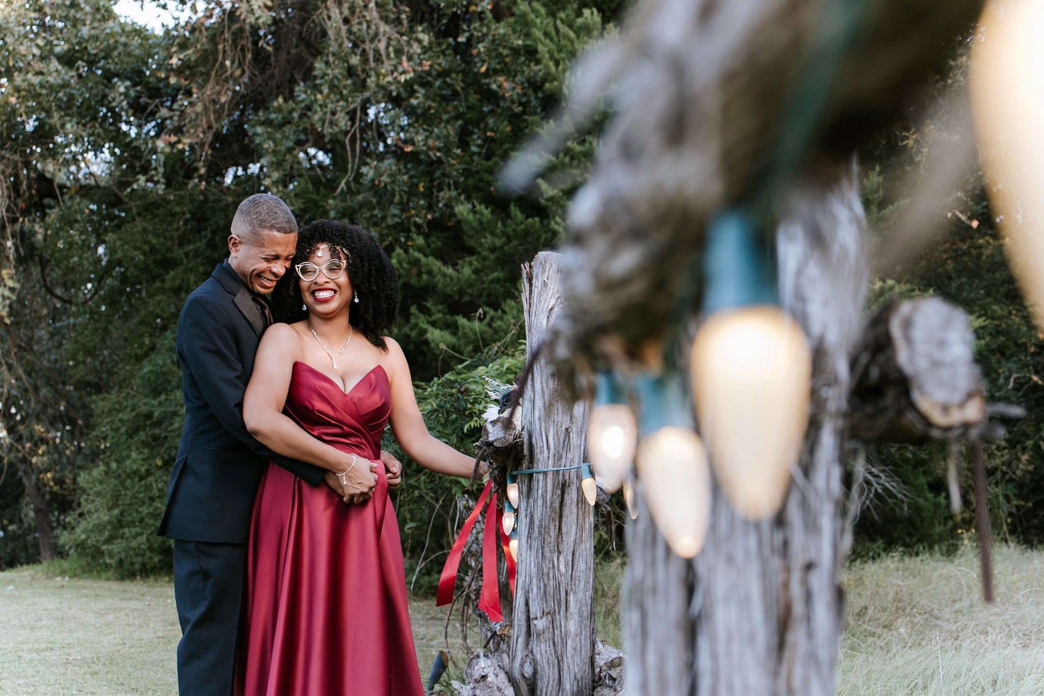 Bride and groom share a moment of joy after getting married