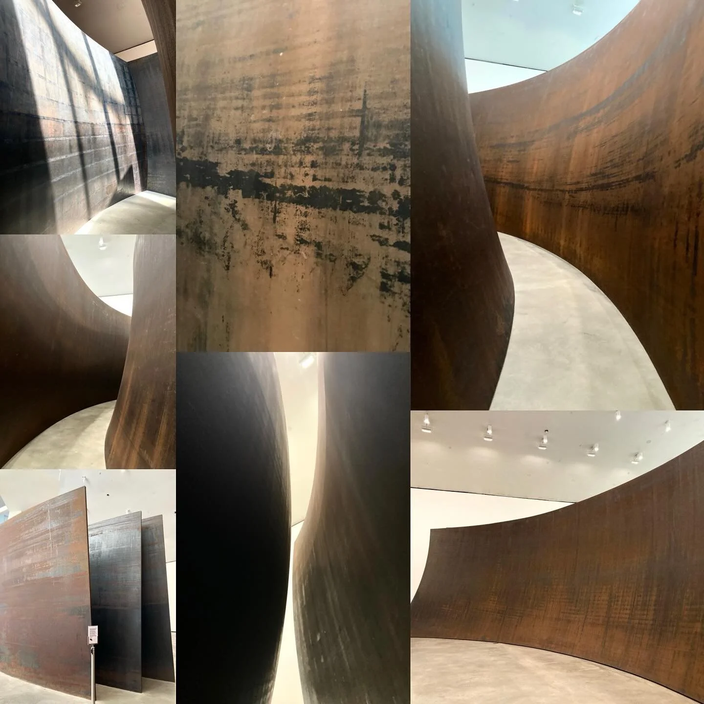 On a recent trip to Bilbao, one of the highlights was a visit to The Guggenheim Museum. One of the permanent exhibits is the huge sculpture The Matter of Time by Richard Serra, which is a collection of monumental steel structures, curving and drawing