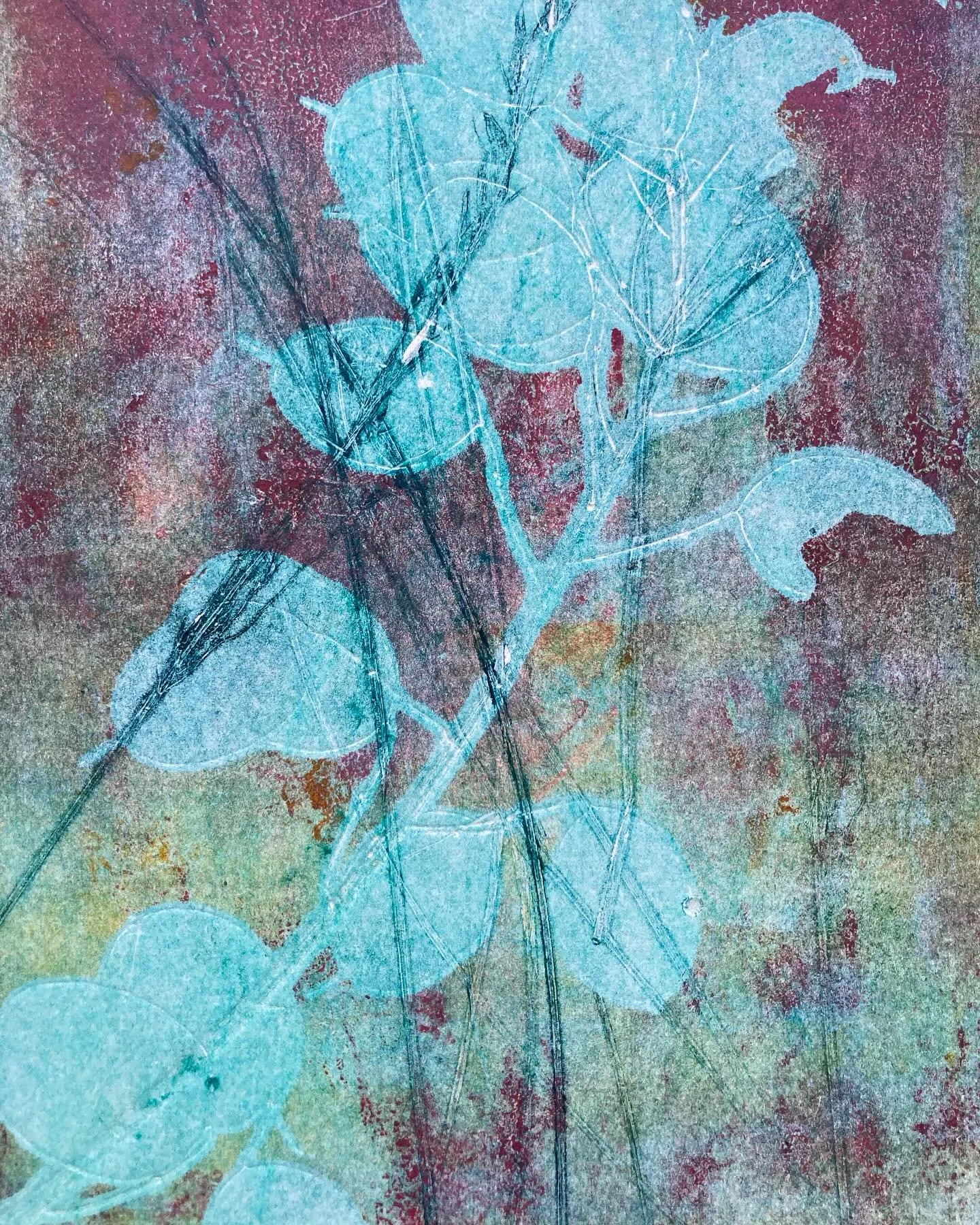 Here&rsquo;s one of my multilayered monotype prints which I use to make covers for handbound sketchbooks. If you&rsquo;d like to see my work in person, you will be able to find me at Bath Contemporary Artists Fair @bcafbath on 9th November, BRLSI Mak
