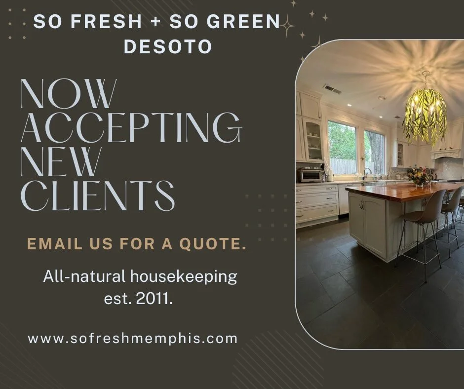 So Fresh + So Green DeSoto is officially accepting new clients 🌿

If you&rsquo;re looking for reliable, detail-focused, all-natural housekeeping &mdash; we&rsquo;d love to help make your home feel fresh, clean, and stress-free.

✔️ Eco-friendly clea