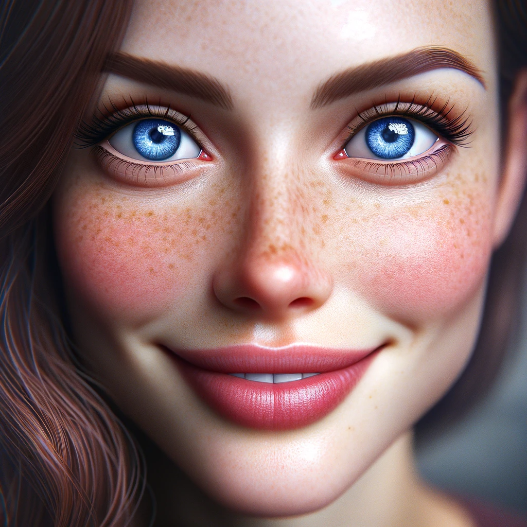 DALL·E 2023-12-29 10.52.49 - A highly detailed, ultra-realistic close-up portrait of a content woman looking directly at the camera. Her big, bright blue eyes sparkle with extreme.png