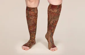 Lily Mocha printed LympheDIVAs knee-high compression socks