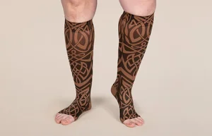 Celtic Mocha printed LympheDIVAs knee-high compression socks