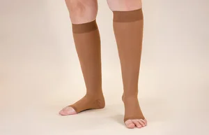 Mocha printed LympheDIVAs knee-high compression socks