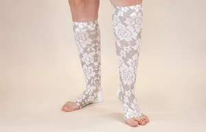 Darling Dark printed LympheDIVAs knee-high compression socks