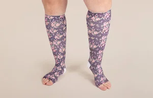 Jenny printed LympheDIVAs knee-high compression socks