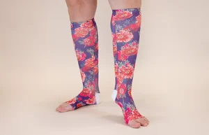Poppy printed LympheDIVAs knee-high compression socks