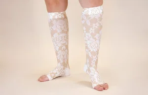 Darling Tan printed LympheDIVAs knee-high compression socks