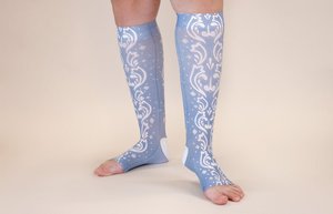 Claire printed LympheDIVAs knee-high compression socks