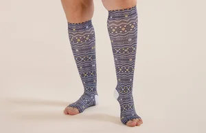 Frost printed LympheDIVAs knee-high compression socks