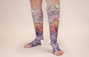 Birds of Paradise printed LympheDIVAs knee-high compression socks